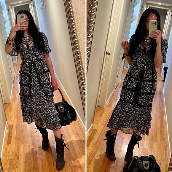 100% Leather harness bondage cage pencil skirt belt XS - Picture 8 of 9